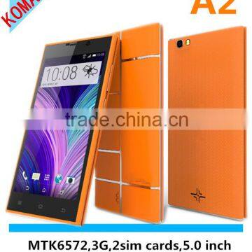 KOMAY ANDROID 3G smart phone A2 with dual sim cards and 5.0 inch and 512mb+4gb android os phone A2