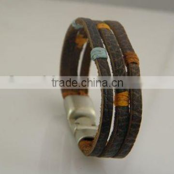 stainless steel magnetic clasps leather bracelets