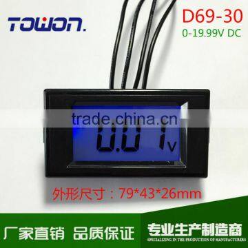 LCD Digital Panel Voltmeter DC 0-19.99V Blue backlingt DC Monitor voltage meter