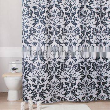 Classical style black polyester Textile Shower Curtain