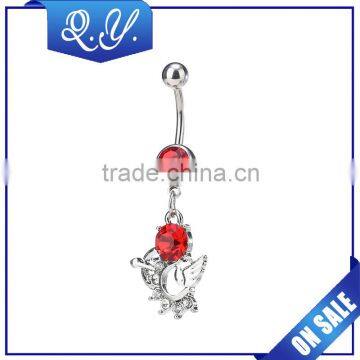 NB0203 Hot red crystal gay erotic body jewelry,fashion navel ring India