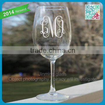 Personalized Etched Wine Glass Monogram Wine Glass Goblet Tableware