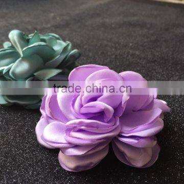 Purple Burnt Fabric Flower,Fabric Satin Flower For Hair