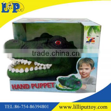 Vinyl crocodile shape hand puppet toy for kids