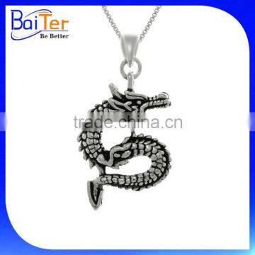 Vintage 925 Sterling Silver Asian Dragon Shaped Pendant Necklace Pendant