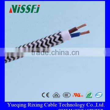 Braided Flexible Wire Cotton Braided Copper Conductor Two Cores Power Cable