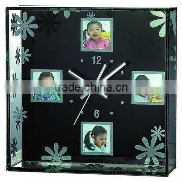 Glass photo frame wall clock