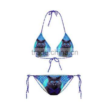 Fashion Designer 3D printed thong bikini mature woman bikini
