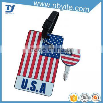 USA flag design custom soft pvc travel luggage tag and colorful small key caps cover