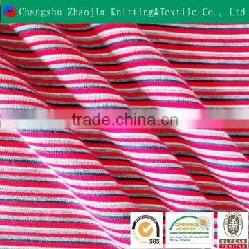 Mass market 100% cotton printed colorful satin stripe single jersey knitted fabric