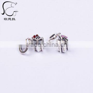 NEW arrival enamel 925 silver Christmas giftbox charms