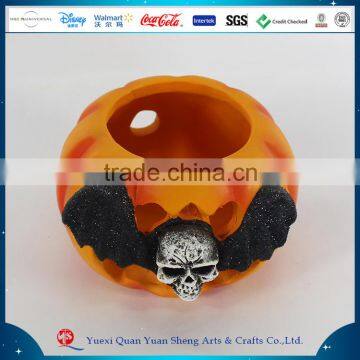 Customized Polyresin Wholesale Artificial Resin Halloween Pumpkin Candle Light Holder