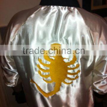 sublimated men's white satin bomber jackets