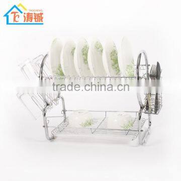 China Factory Direct Selling Chrome Plated 2 Layer Kitchen Dish Rack With pp Tray photo-6