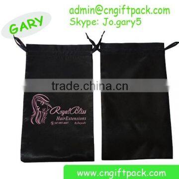 Hair Labels and Packaging Black Satin Hair Extension Hanger Bags