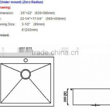 2015 Hotsell 30"x18" Zero Radius Handmade Stainless Steel Bathroom Sink photo-2