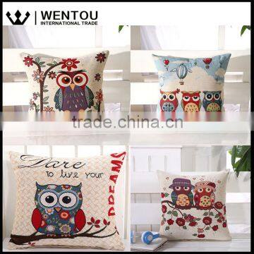 Wentou Vintage PP Cotton Filled Soft Embroidery Owl Pillow photo-3