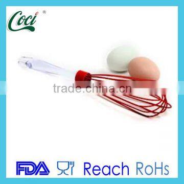 Silicone egg beater with stainless steel handle silicon whisk