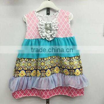 2016 newly made floral dress yiwu koya spring & summer new style cute hand made baby girl dress