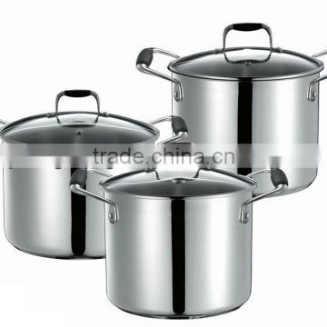 Stainless Steel Stock Pot Set with glass lid