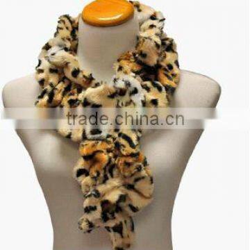 Tiger Animal Print Plush Faux Fur Neck Warmer Scarf