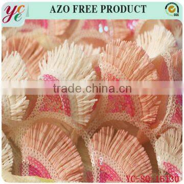 New Multi Color Fan Blade Type Net Sequin Fabric for Dancing photo-3