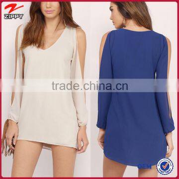 New design long sleeve chiffon summer breeze shift dress for women