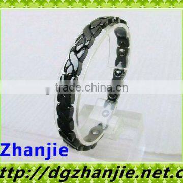 Shiny Black Ceramic Bracelet With Germanium For Ladies #13006