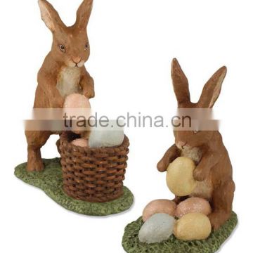 factory direct custom resin easter rabbit with easter egges