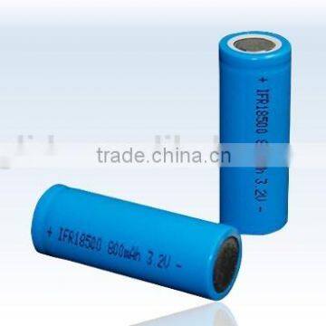 Professional Manufacturer of LiFePO4 IFR 18500 800mAh 3.2V Batteries