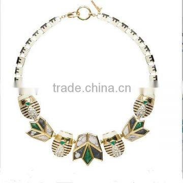 Green enamel fashion statement chain necklace