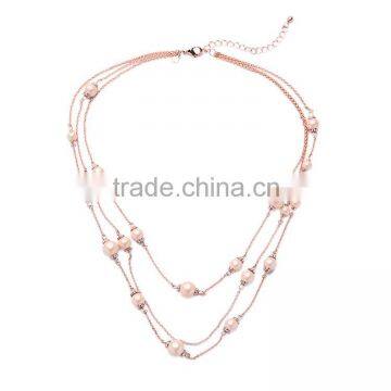 OEM/ODM Manufacture 2016 Fashion Design Three Layer Simple Design Pearl Necklace for Women