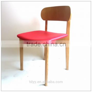 TDUK-04-1 QVB HANGZHOU JIANDE TONGDA ASH WOOD NATURE COLOR FRAME RED ER DININING CHAIR