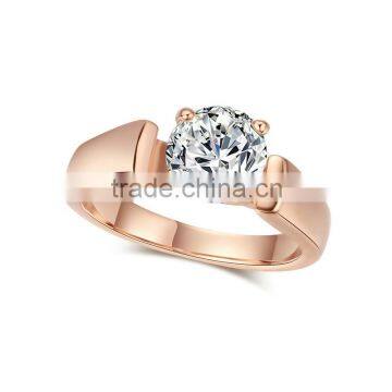 Single Stone Ring Wide Band Circle Finger Decoration Jewelries Rose Gold Plated Ring For Unisex