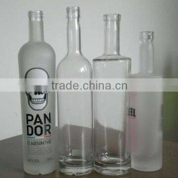 Transparent glass bottle for Rum