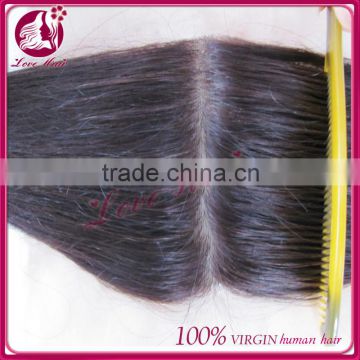 Middle Parting Baby Hair human hair silk lace closure Brazilian straight with part hair lace closure