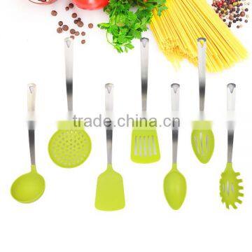 Food Safety Colorful 7-Piece Nylon Kitchen Utensils With Stainless Steel Handle Of Cooking