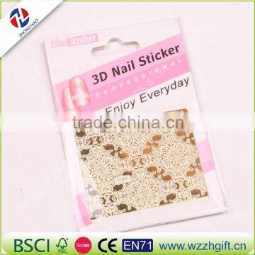 3d Gold Nail Stickers Metallic Nail Art Decoration Tools Flower Designs Fashion Manicure Nail Decals