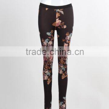 F5W31013 Women Custom Floral Printed Leggings With Stretch Lycra Fabric