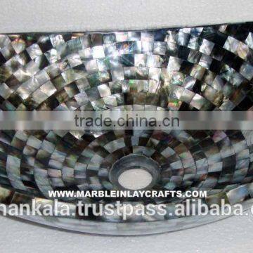 Natural Stone Mother Of Pearl Handmade Wash Basin, Mother Of Pearl Sink Bowl photo-1