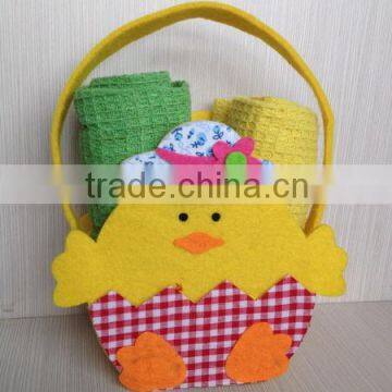 cute chick design felt gift promotion bags with towel set