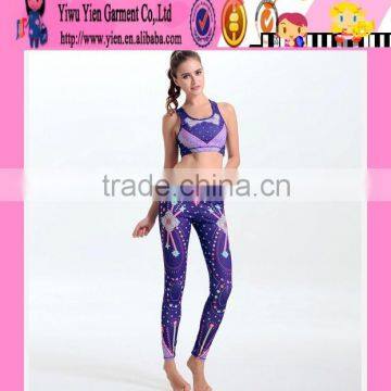 Custom Girls Yoga Pants Sets Purple OEM Print Yoga Pants Sets