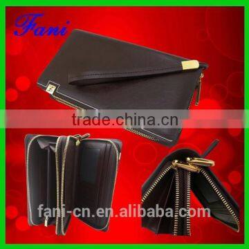 Luxury style imperial genuine leather wallet for human personalized with double zipper design