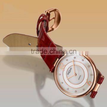 Waterproof Genuine Leather Band Luxury Diamond Fashion Quartz Lady's Watch