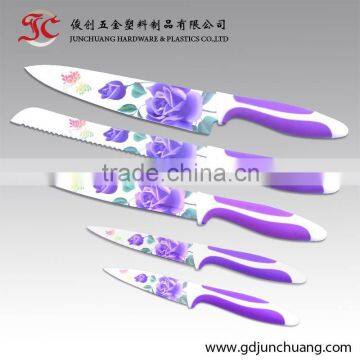 Colorful purple luxury style non-stick printing safety knife set