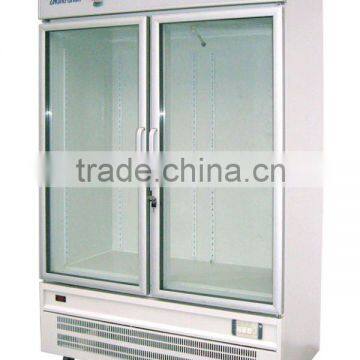 Upright refrigerator with 2-glass doors