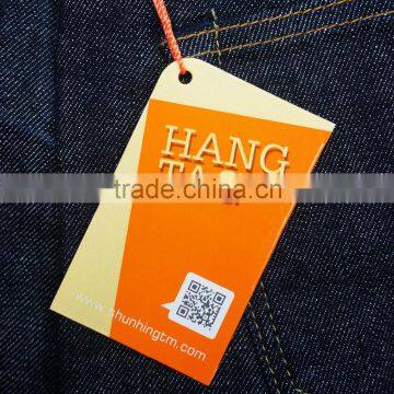 Paper lamination with QR code hang tag string