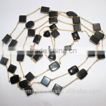 Black Onyx Bezel Setting Chains