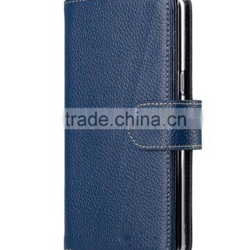Wallet Card Slot Mobile Phone Cover Blue Genuine Leather Case for Samsung Galaxy Note 7
