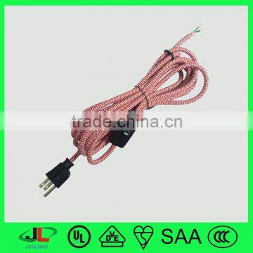 Colorful 220v flexible copper electric wire coated fabric cord texteil cable fix switch or plug